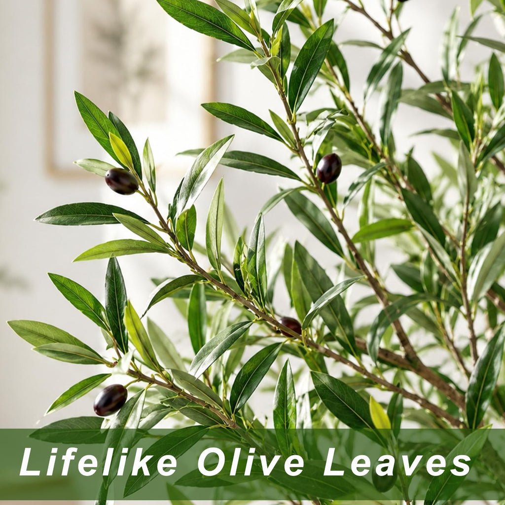 6ft Olive Trees Artificial Indoor, Tall Faux Olive Tree with Realistic Leaves and Lifelike Olives Fruits, Large Fake