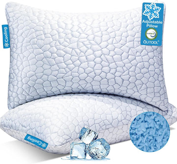 Cooling Pillow for Sleeping, CertiPUR-US Shredded Memory Foam Standard Pillows Set of 2,Cool Pillow for Hot Sleepers