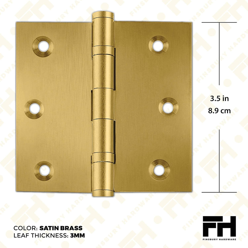 3.5 Inch Brass Ball Bearing Door Hinges, 3.5 x 3.5 Inches Solid Brass Durable Heavy Duty Architectural Mortise Hinges