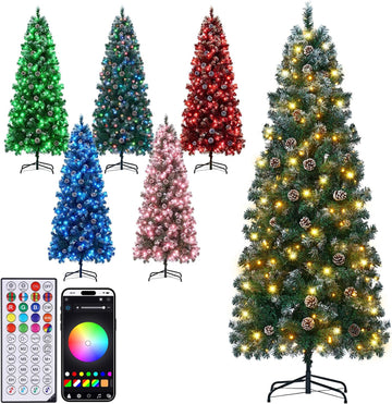Pre-Lit Pencil Christmas Tree with 230 LED Smart RGB Lights