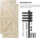 Double 36"x80" Bypass Barn Door with 6.6FT Track Hardware Kit Included, Unfinished Solid Wood, DIY S