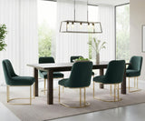 Velvet Dining Chairs Set of 2 Green Upholstered Dining Room Chairs with Gold Legs Modern Armless Kitchen Chairs with