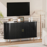 Sideboard Buffet Cabinet with Storage,Mid Century Modern Fluted Accent Coffee Bar Console Table,Tambour Sliding Doors&