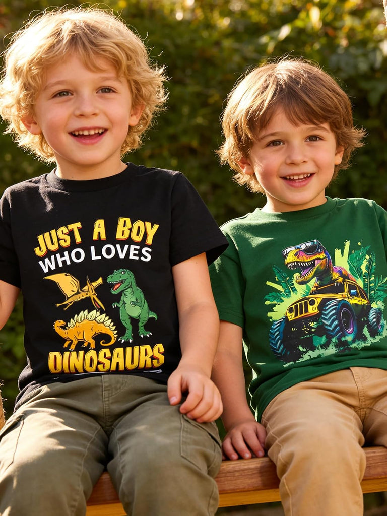 Toddler Boys T-Shirts 2 Pack, Graphic Short Sleeve Shirts