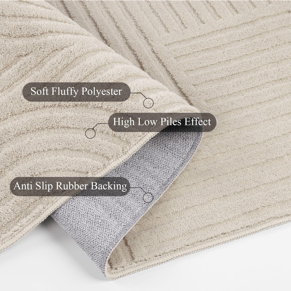 Soft Cozy Fluffy Arch Pattern High Low Pile Area Rugs Non Slip Washable Scandinavian Minimalist Rug Modern
