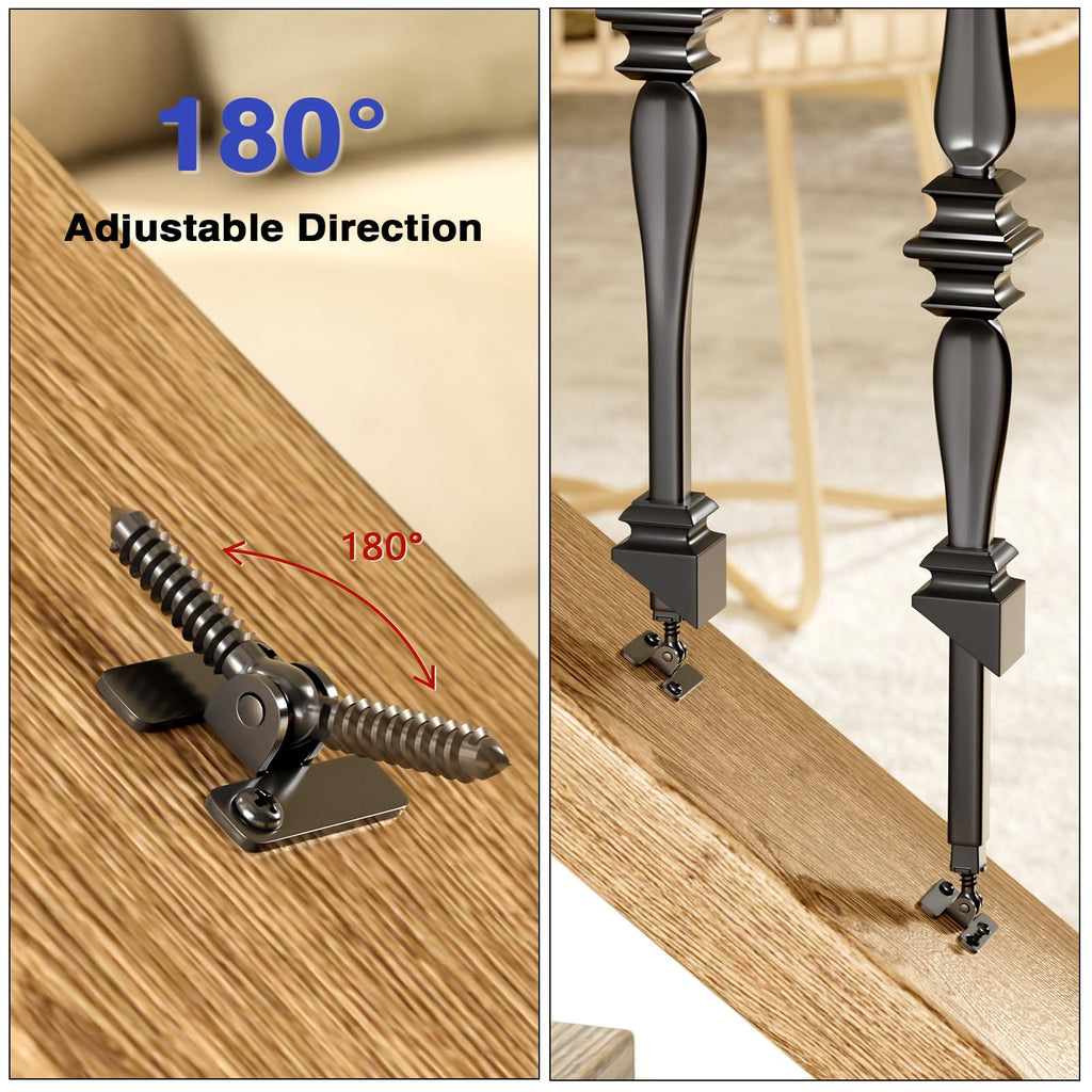 30-Pack Baluster Connectors with Angled Shoes Adjustable Height and Angle Connectors for 1/2'' Square Balusters for