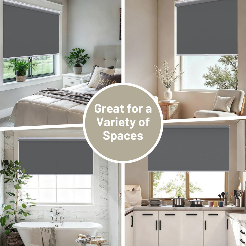 Blackout Cordless Roller Shades Blinds, Custom Size, Grey