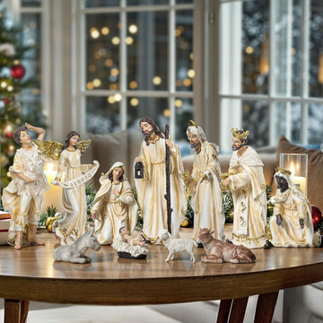 12.5in Nativity Set & Figures, 12-Piece Nativity Scene Figurines