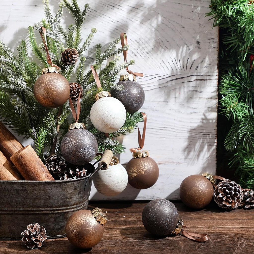 Textured Christmas Ornament 2.36'' Tree Decor,Copper - Set of 24