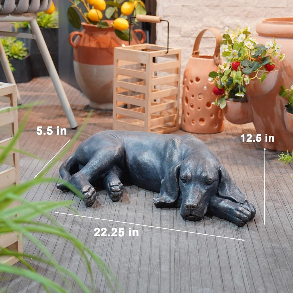 Garden Statue Outdoor Decorations Dog-Figurine - Sleeping Dog Sculptures Resin Sculpture Lawn Yard Porch Ornament