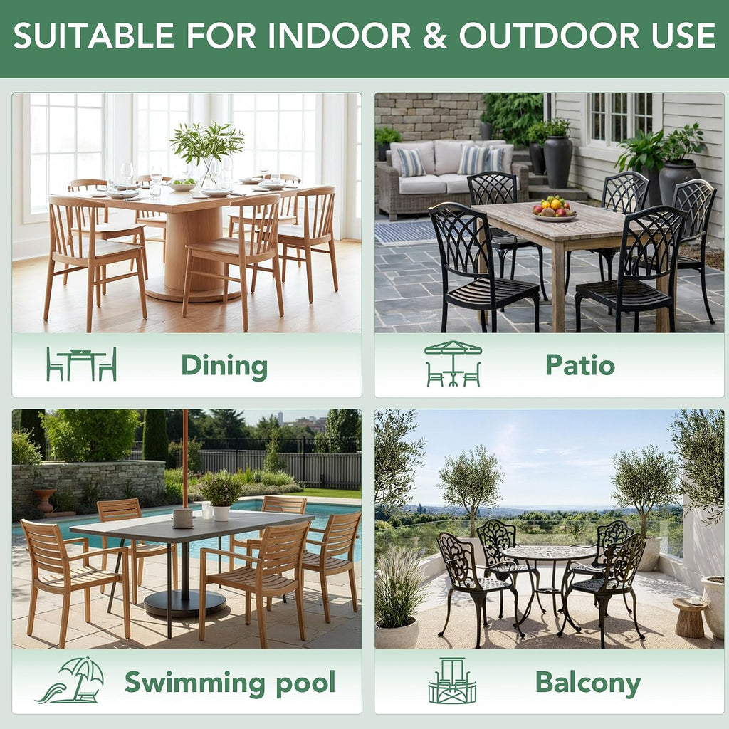 Outdoor Chair Cushions Set of 4: Waterproof & Fade Resistant Patio Furniture Cushions - 17 x 16 x 2 Inch Non Slip