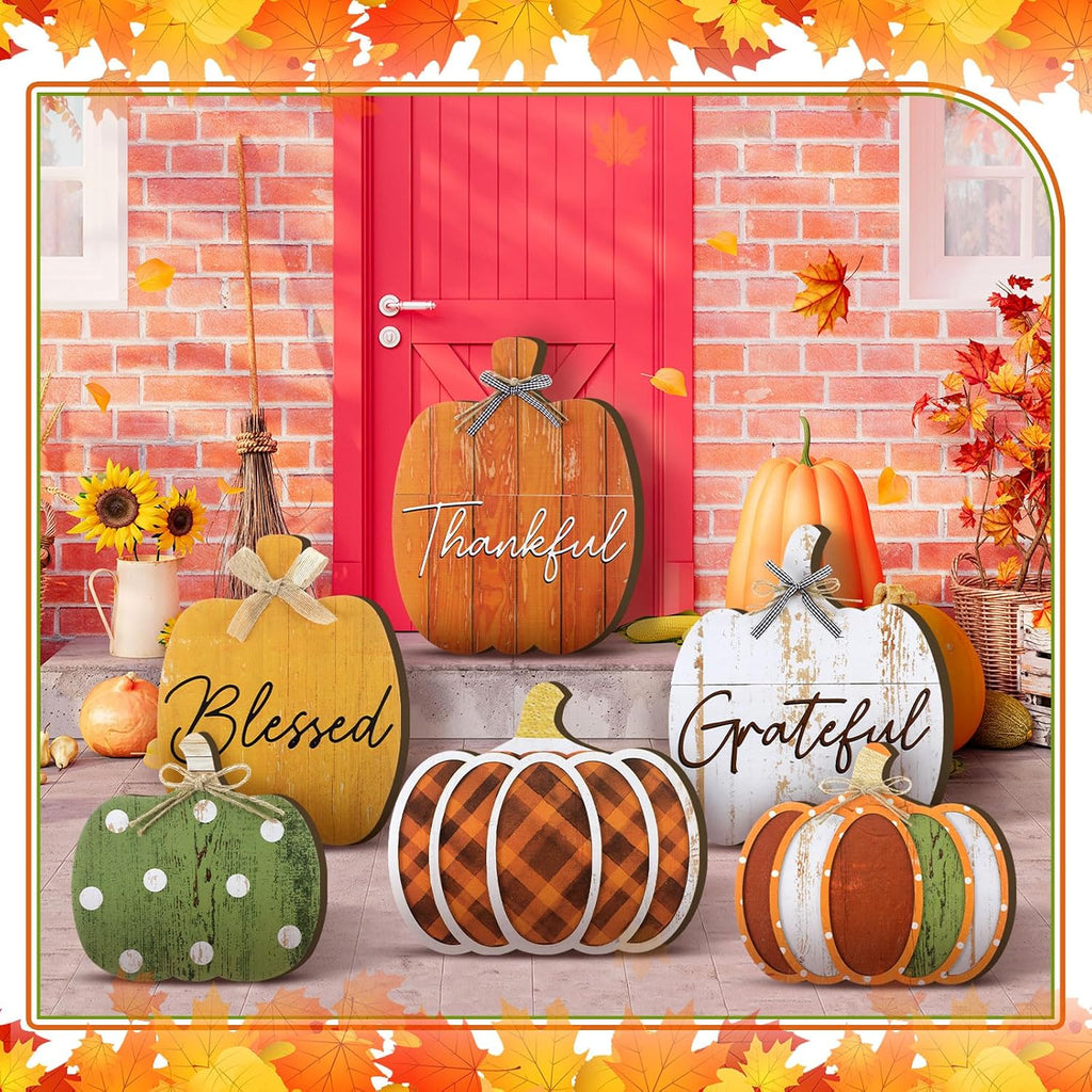 Farmhouse Outdoor Fall Decoration Porch, Pumpkin - Set of 6