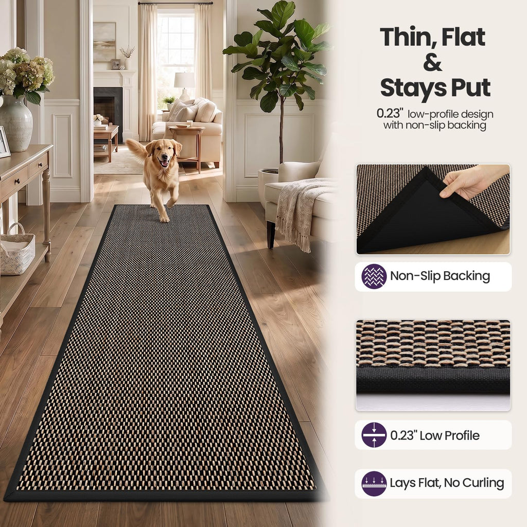 Ultra Th Runner Rug 24x72, Non Slip Entryway Rugs, Black