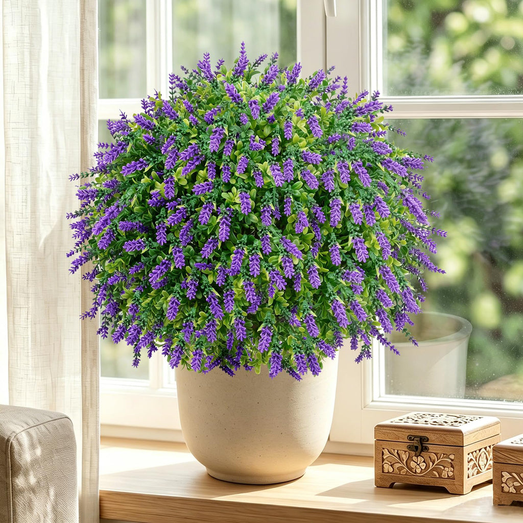 24.7" Artificial Boxwood Topiary Ball Trees with Lavender