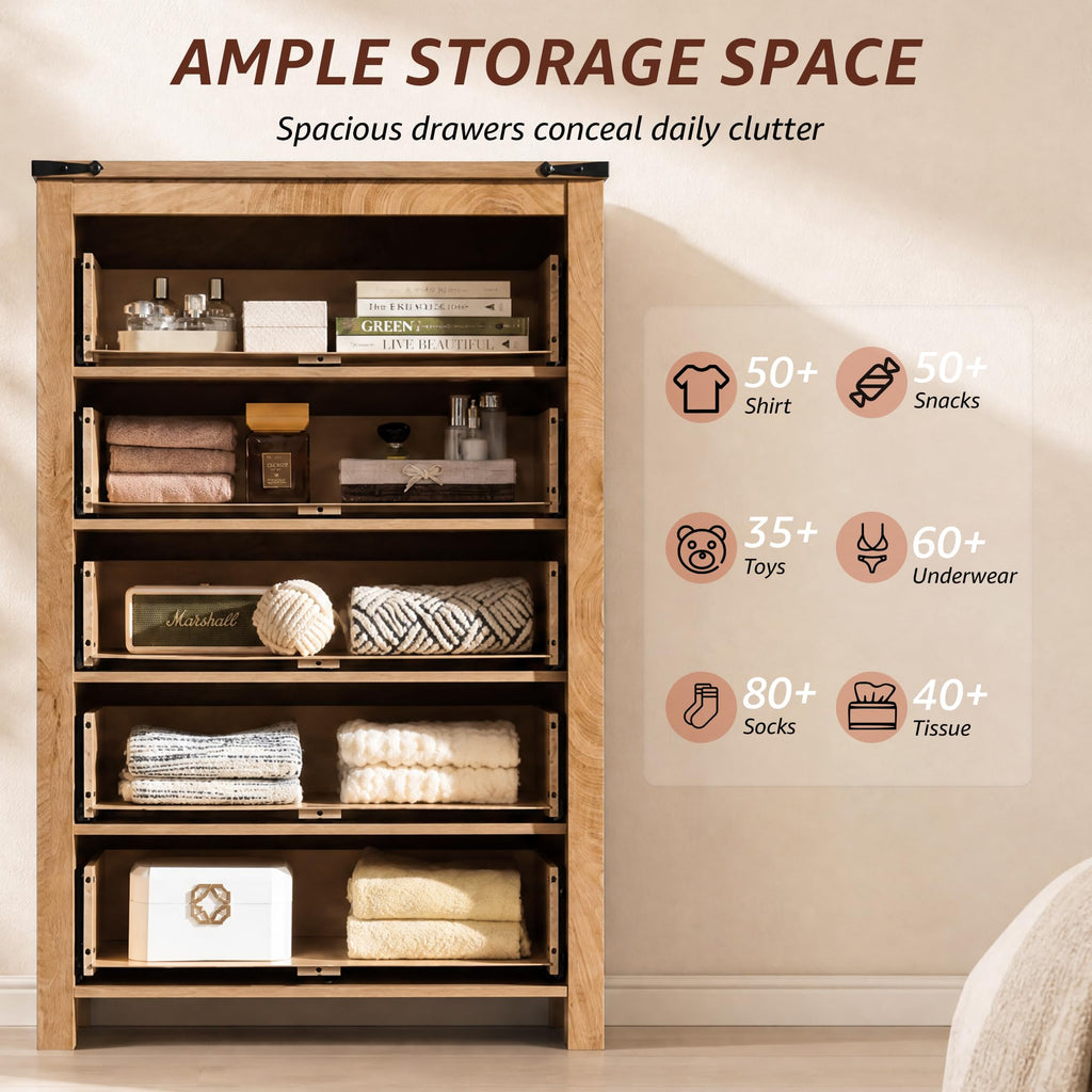 Farmhouse 54" 6-Drawer Dresser, Natural Oak
