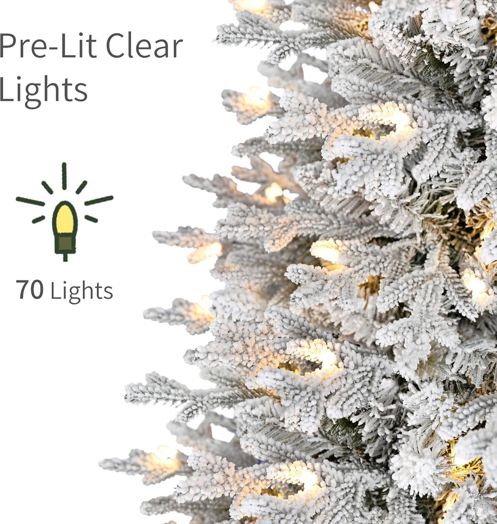 International 4.5ft Pre-Lit Potted Flocked Arctic Fir Christmas Tree
