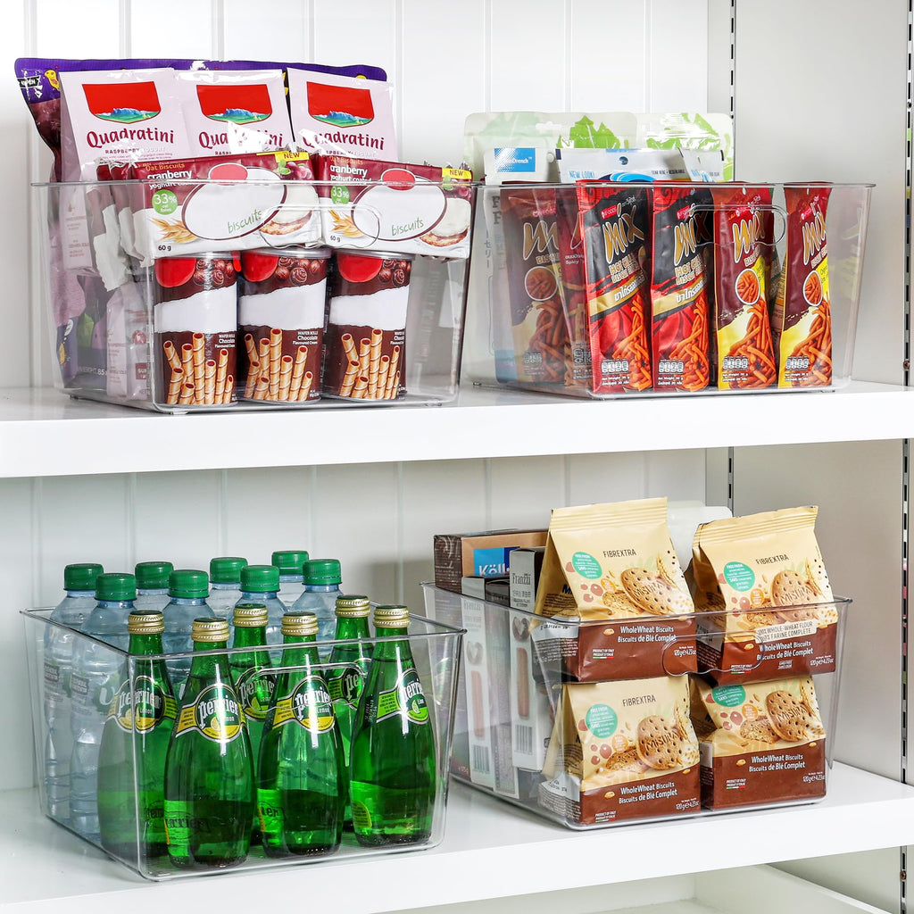 4 Pack Extra Large Clear Storage Bins, 11x11 Cube Organizer
