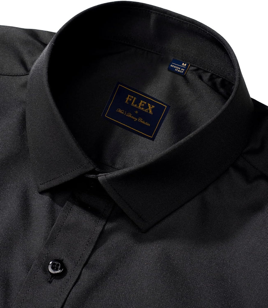 Boy's Long Sleeve Dress Shirts Solid Stretch Wrinkle-Free Shirt Kids Casual Button Down Shirts School Uniform