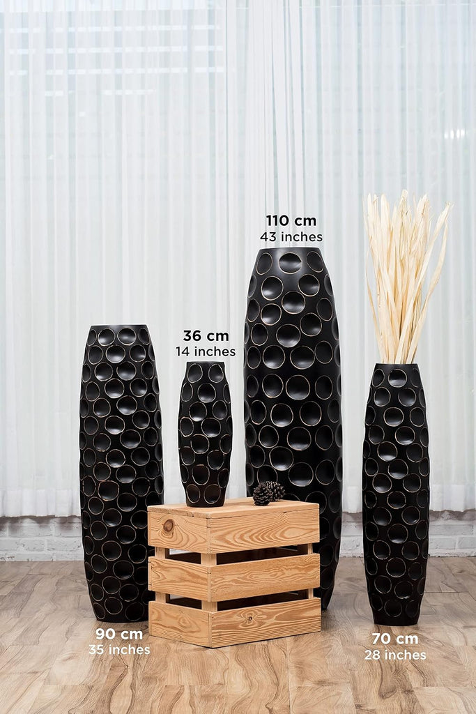Large Floor Vase 34 inches Mango Wood for Pampas Grass, Dried Flowers | Decorative Vase , for Branches & Dried Herbs.