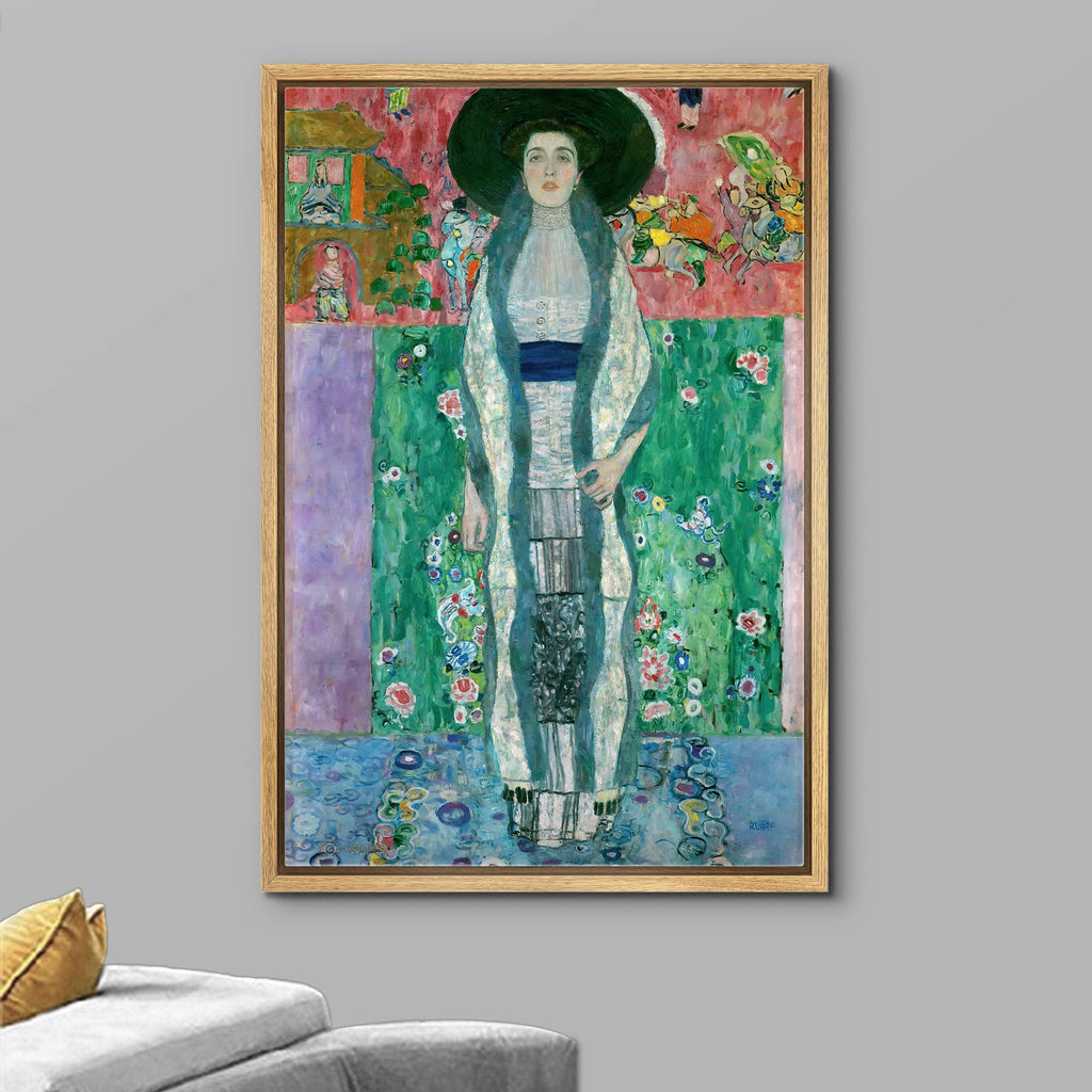 Framed Canvas Print Wall Art Portrait of Adele Bloch-Bauer II Gustav Klimt Classic Illustrations Fine Art Decorative