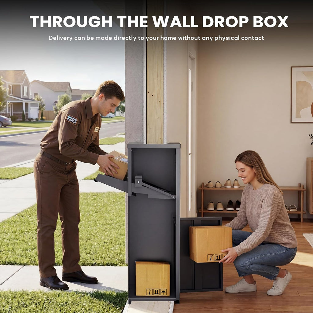 Large Anti-Theft Package Delivery Box 43.3” * 18.3” * 14.0” Lockable Parcel Drop Box No Assembly Required Weatherproof