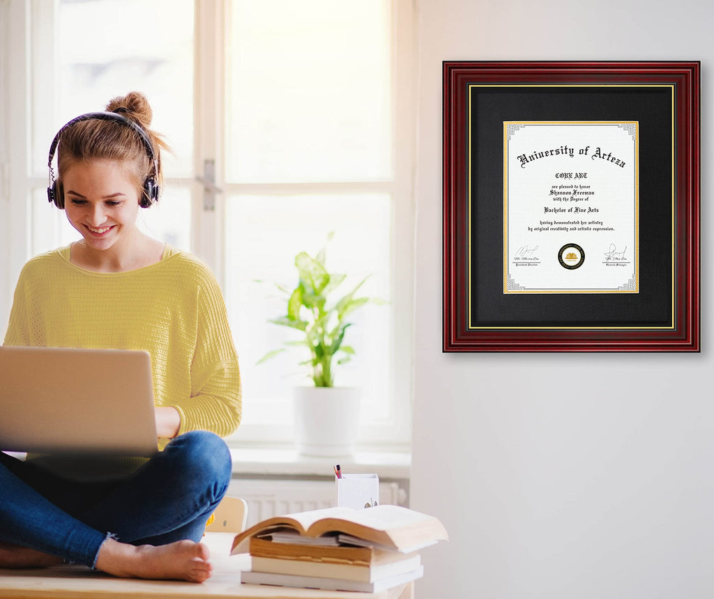 15x18 Diploma Frame, Cherry Red, Black Mat for 11x14