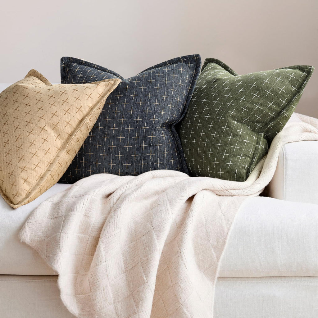 Pillow Covers 26x26 Set of 2 Soft Polyester Textured Pillow Covers with Stylish Flange Edge Cozy Farmhouse Euro Sham