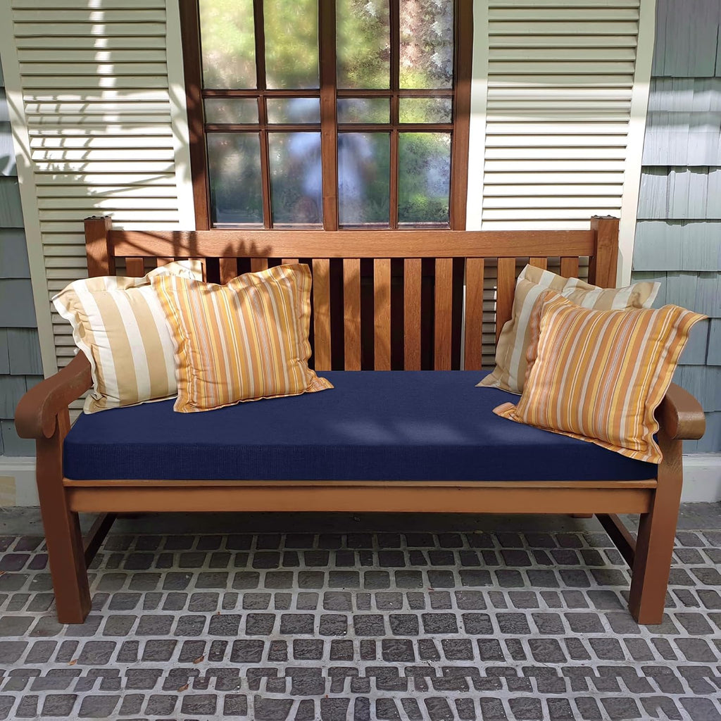 Outdoor Bench Cushion Blue 54 x 16 inch | Rainproof Patio Settee Seat Pad for Garden Porch Outdoor Furniture, 3-Year