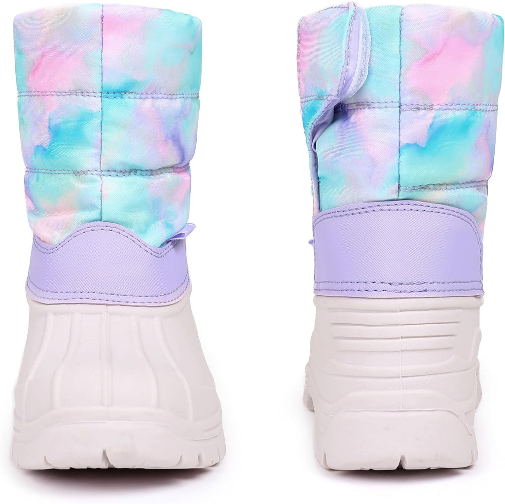 Kids Waterproof Snow Boots,Warm Faux Fur Lined