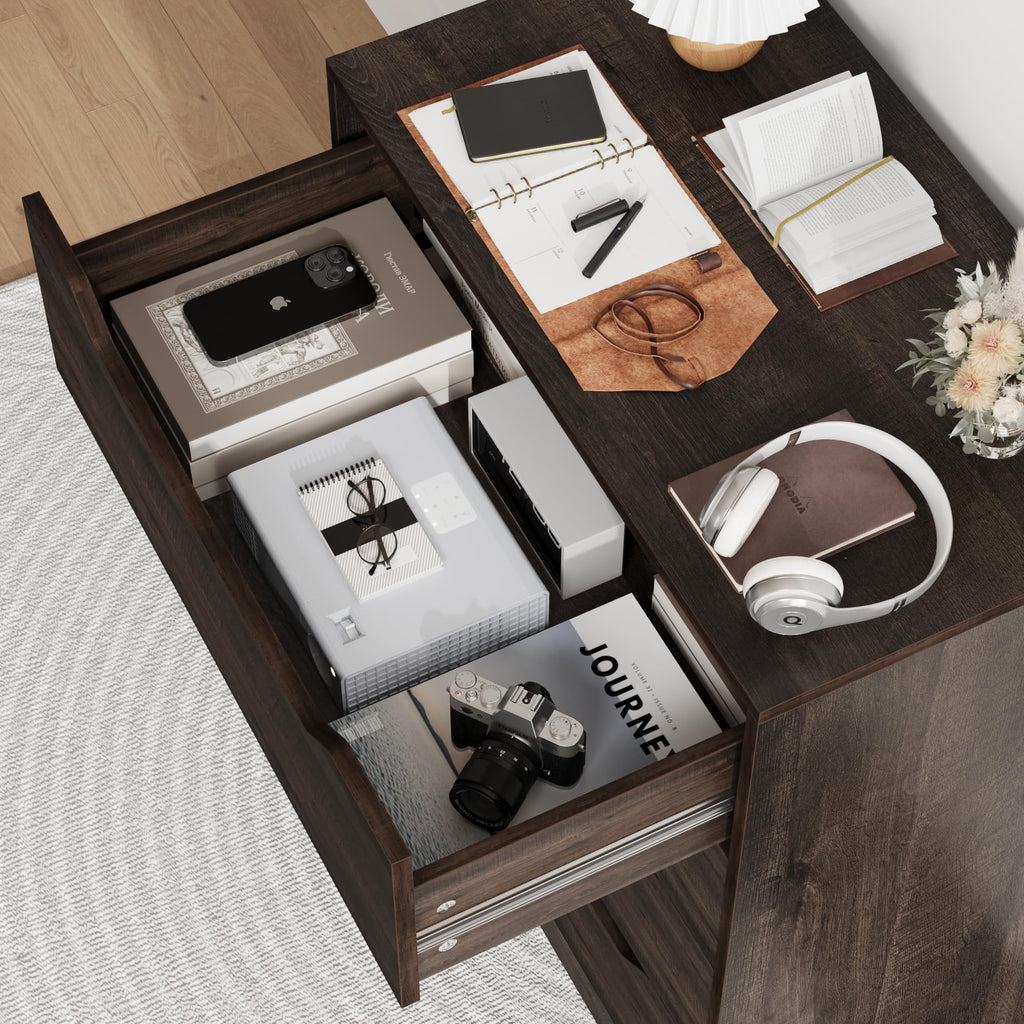 White Dresser, 4 Drawers Dresser, Farmhouse Chest of Drawers with Cut-Out Handles, Small Dressers with Drawers, Wood