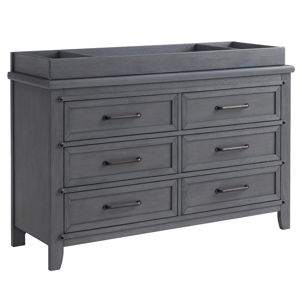 49065570 Ellison Premium Changing Topper for 6-Drawer Dresser, Wire Brush Ash Gray Finish