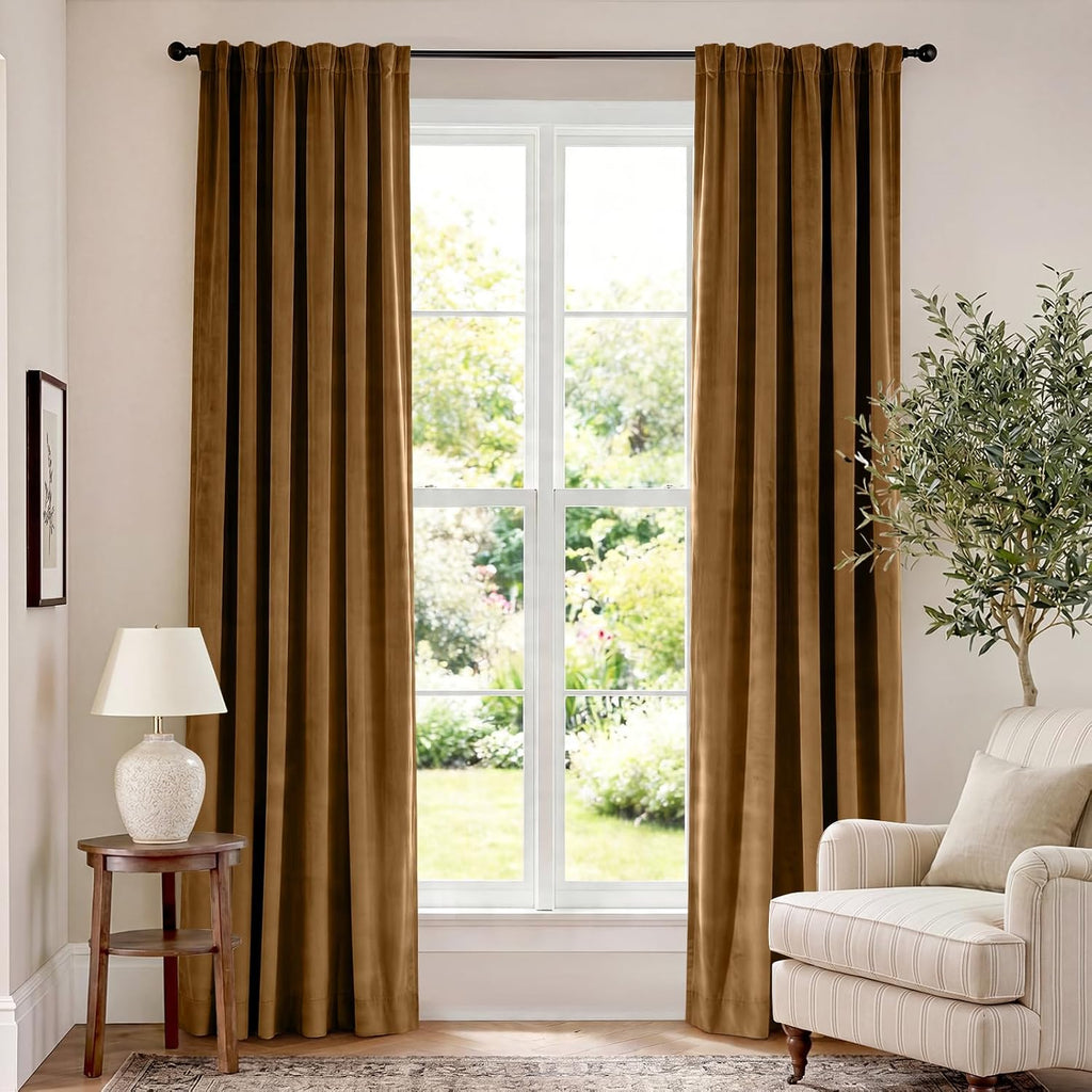 Velvet Blackout Curtains Thermal Insulated Room Window Drapes Super Soft Luxury Curtains for Living Room Bedroom Rod