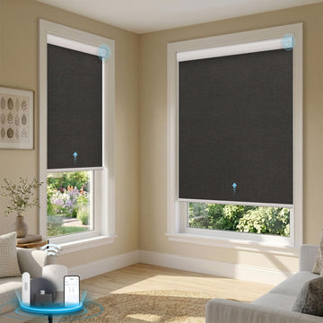 Motorized Blinds with Remote, Smart Roller Shades, Black, "