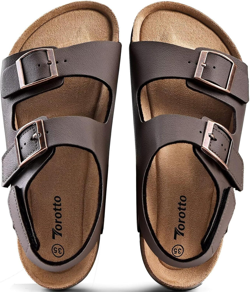 Kids Girls Boys Sandals with Cork Footbed Adjustable Strap Toddler Casual Slides Sandals Open Toes Flat