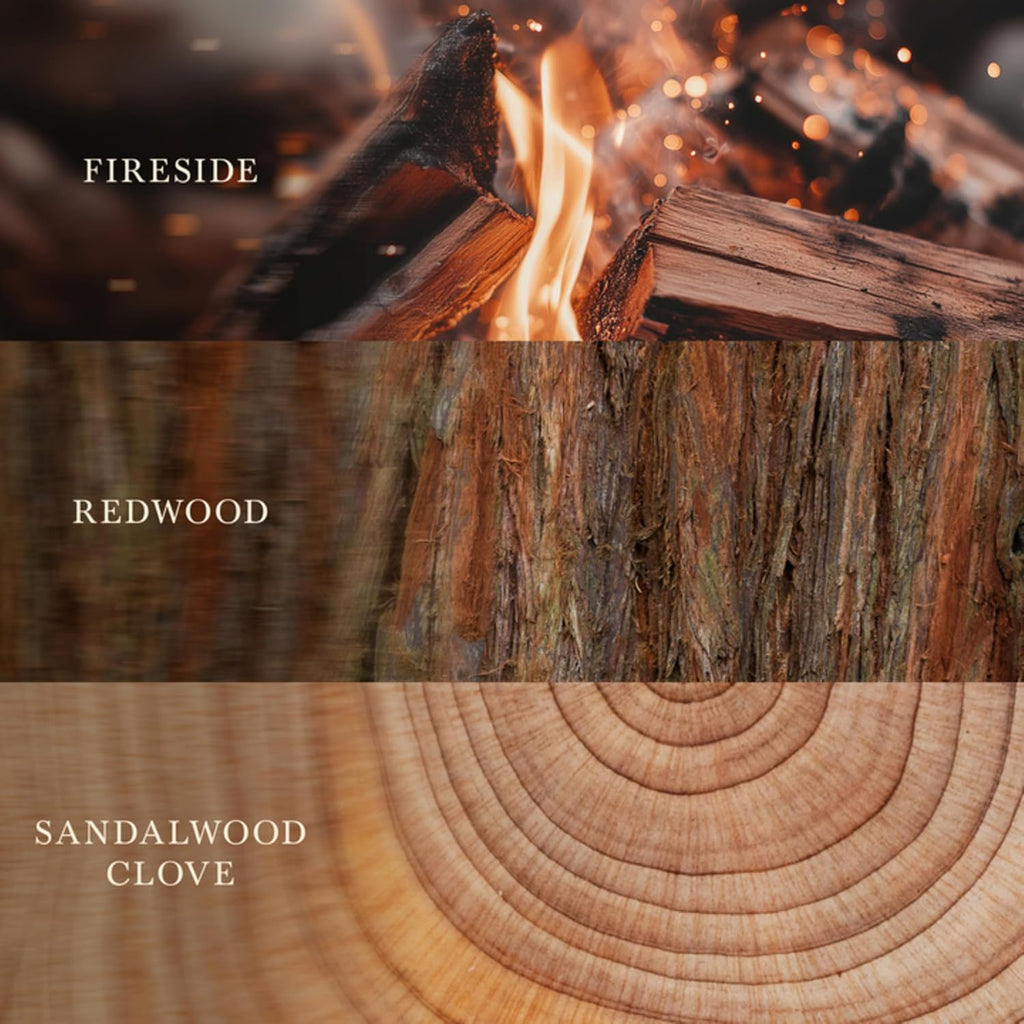 Warm Woods Trilogy Holiday Candle Gifts for Women and Men, 16 oz Ellipse Trilogy Candle with Crackling Wick