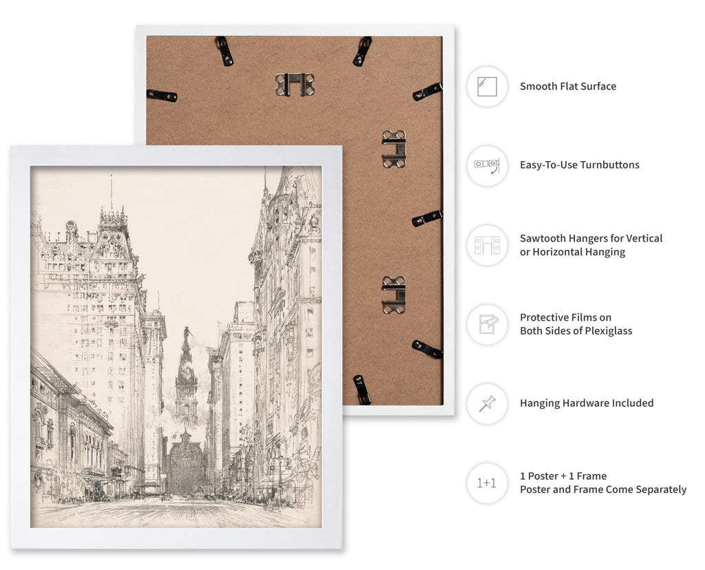 Master Vintage Looking up Broad Street from Spruce Street Poster - Retro Architecture Print - Structure - Landscape
