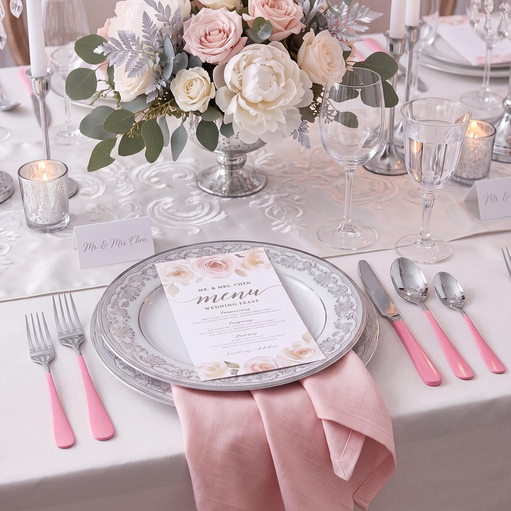 30 Pcs Pink Silverware Set Stainless Steel Utensil Sets for 6 Guest