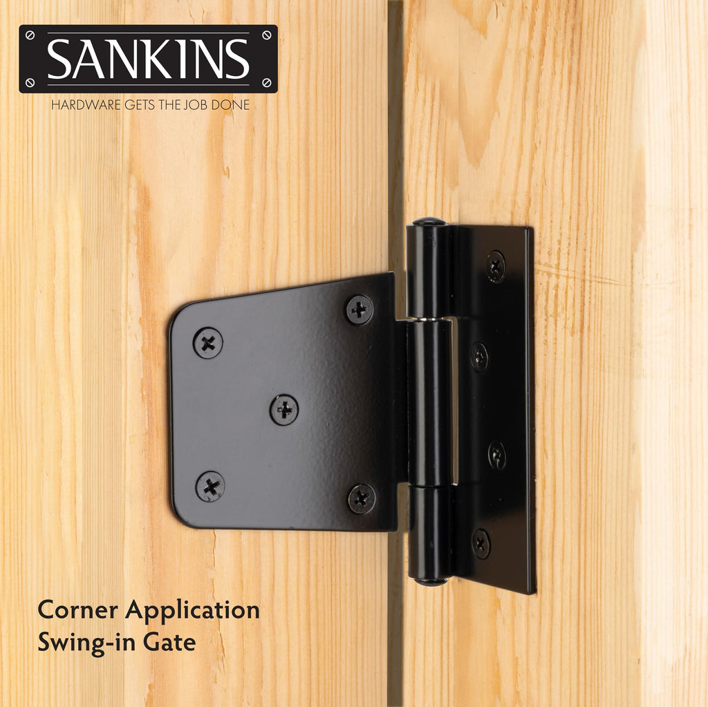 3-1/2" Heavy Duty Gate Hinges, Black Iron Door Hinges with Screws, Durable Gate Strap Hinges for Wooden Fences Gate