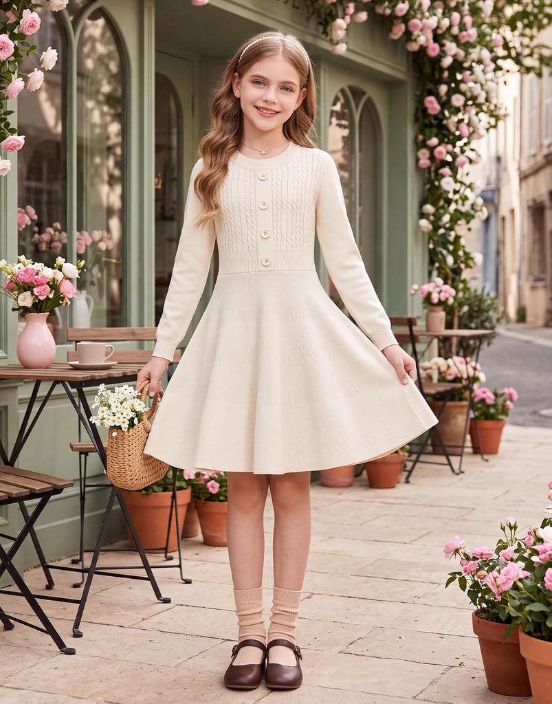 Girls Sweater Fall Long Sleeve Knit Winter Dresses
