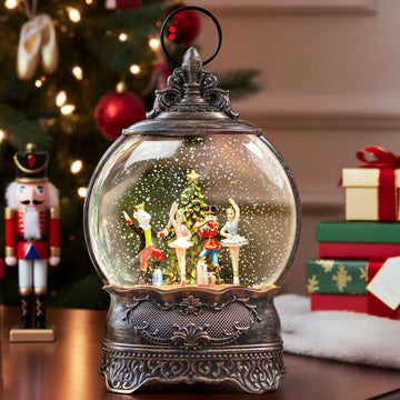 12.1" Christmas Snow Globe Lantern with Nutcracker Ballet Decor, Musical Snow Globe, Indoor Home Christmas Decor