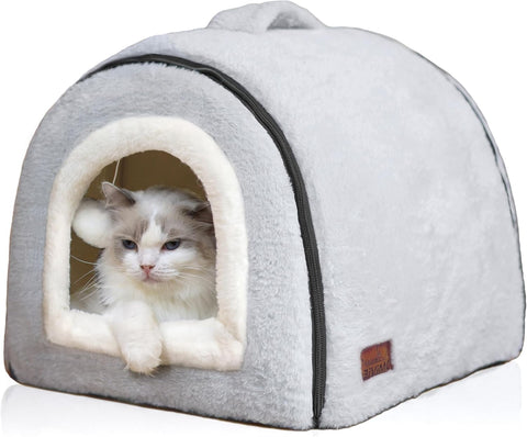 Cat Bed for Indoor Cats，Foldable cat cave，Anti-Slip & Water-Resistant Bottom，cat Houses for Indoor Cats or Small Dogs