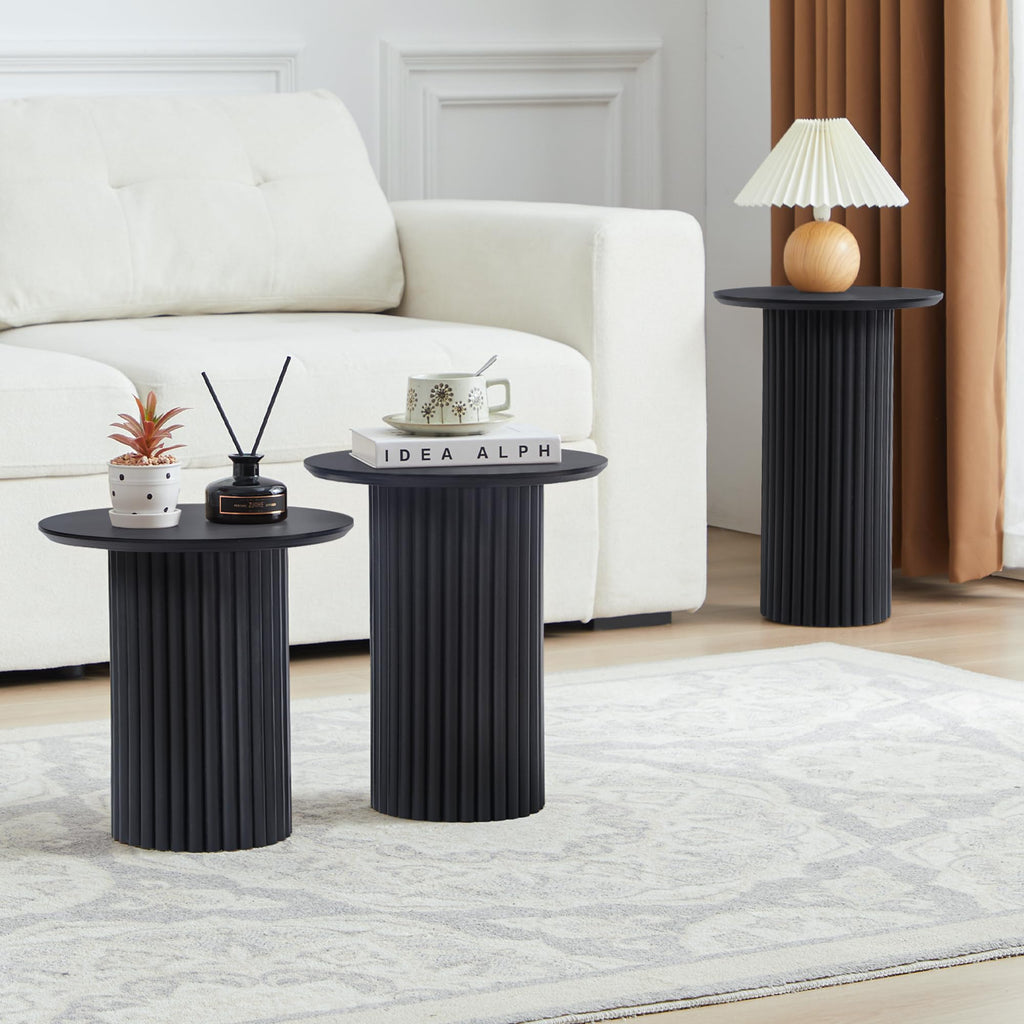 Black Round Nesting Coffee Set of 3