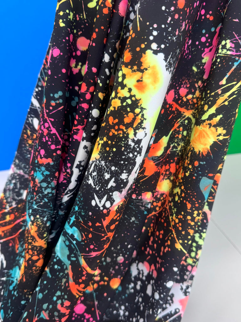 Colour Splash Print Premium Nylon Spandex Fabric - Ultra-Soft & Stretchy 4-Way Stretch Fabric by The Yard - Perfect