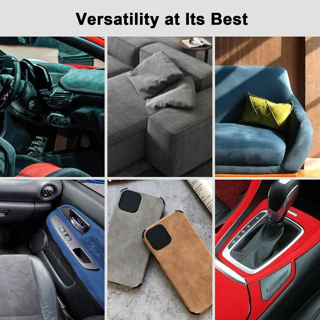 Premium Black Suede Fabric Wrap - 17x70 inch Suede Wrap for Car Interior - Self-Adhesive Microfiber and Synthetic