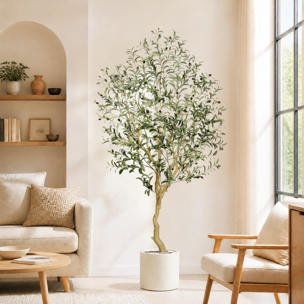 Faux Olive Tree 7FT UV Resistant Artificial Olive Tree Outdoor
