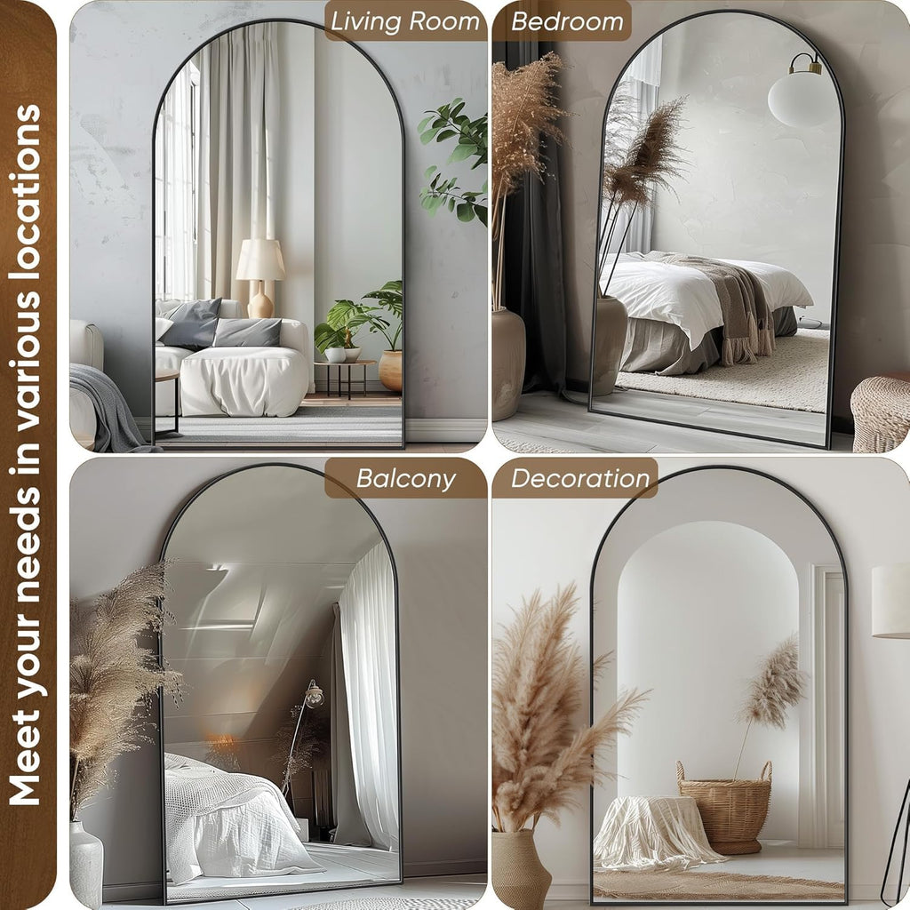 76" x44" Arched Full Length Mirror, Floor Mirror with Stand,Black