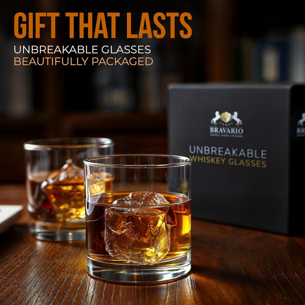Unbreakable Whiskey Glasses, Plastic Rocks Glasses - 12.5 oz Clear Dishwasher Safe Tritan Old Fashioned Drinkware