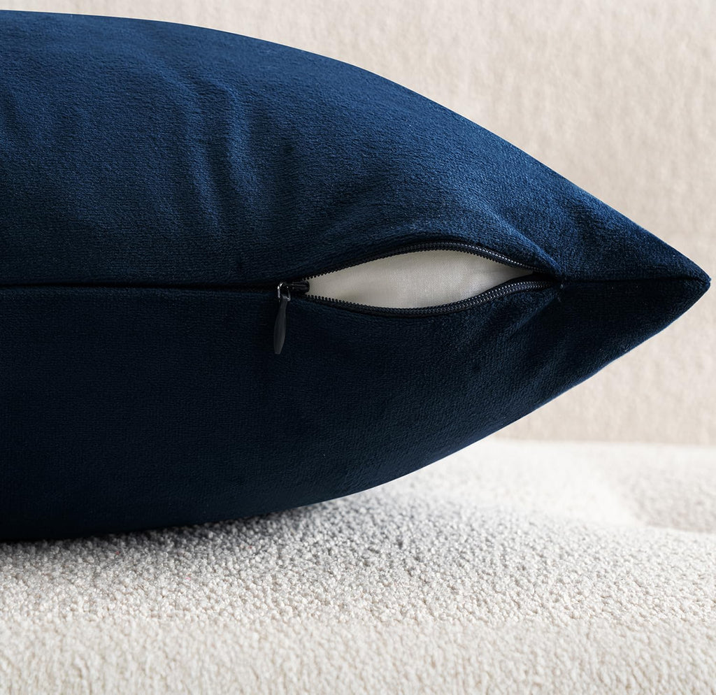 28x28 Inch Pack of 2 Euro Velvet Throw Pillow Covers Dark Blue