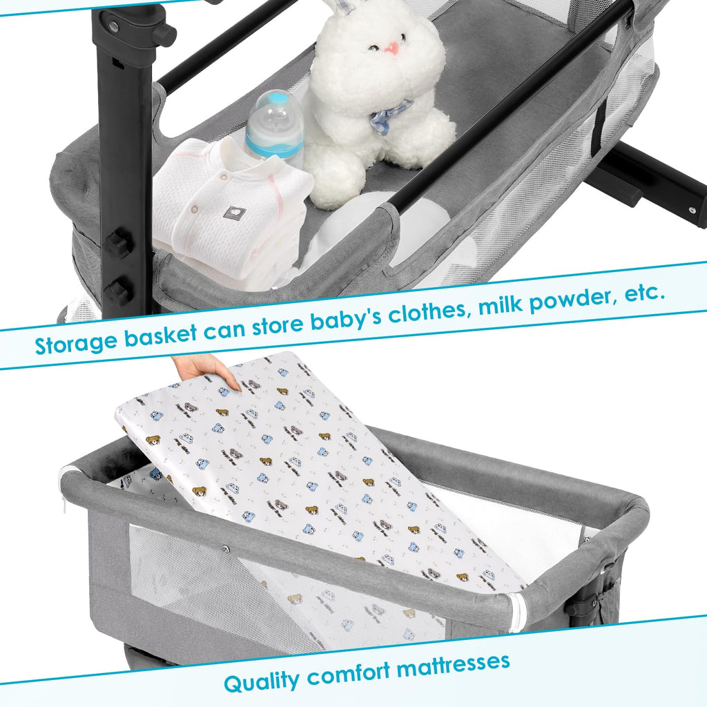 Baby Bassinet, Baby Basinet Bedside Sleeper, Easy to Fold Portable Crib Side Bassinet 2025new Style Girl/boy