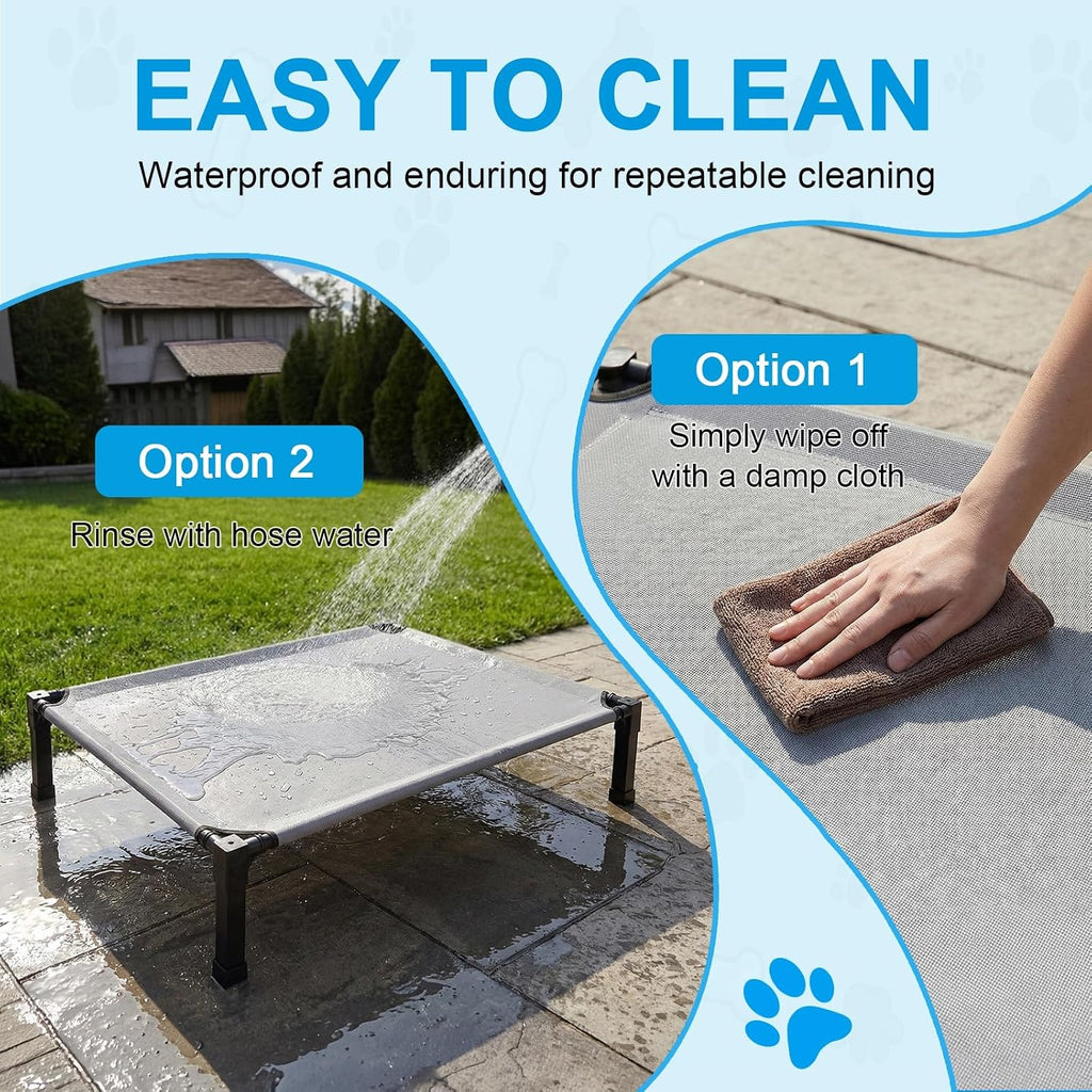 Elevated Dog Bed Raised Cooling Dog Cot for Large Dogs, Portable Indoor & Outdoor Pet Bed with No-Slip Feets